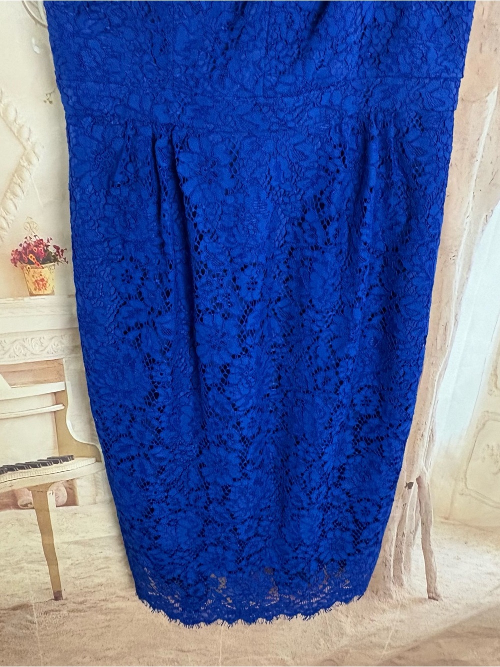 NEW J. Crew Cobalt Blue Lace Slip Dress with Scalloped Hem - Picture 4 of 9